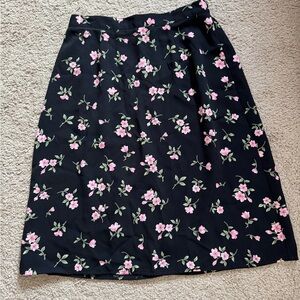 Black and Pink Midi A-Line Skirt